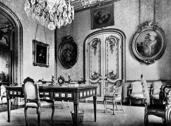 Yksi Seamore Placen päähuoneista, kuvitus Charles Davisin teoksesta "Kuvaus Alfred de Rothschildin kokoelman taideteoksista", julkaistu 1884